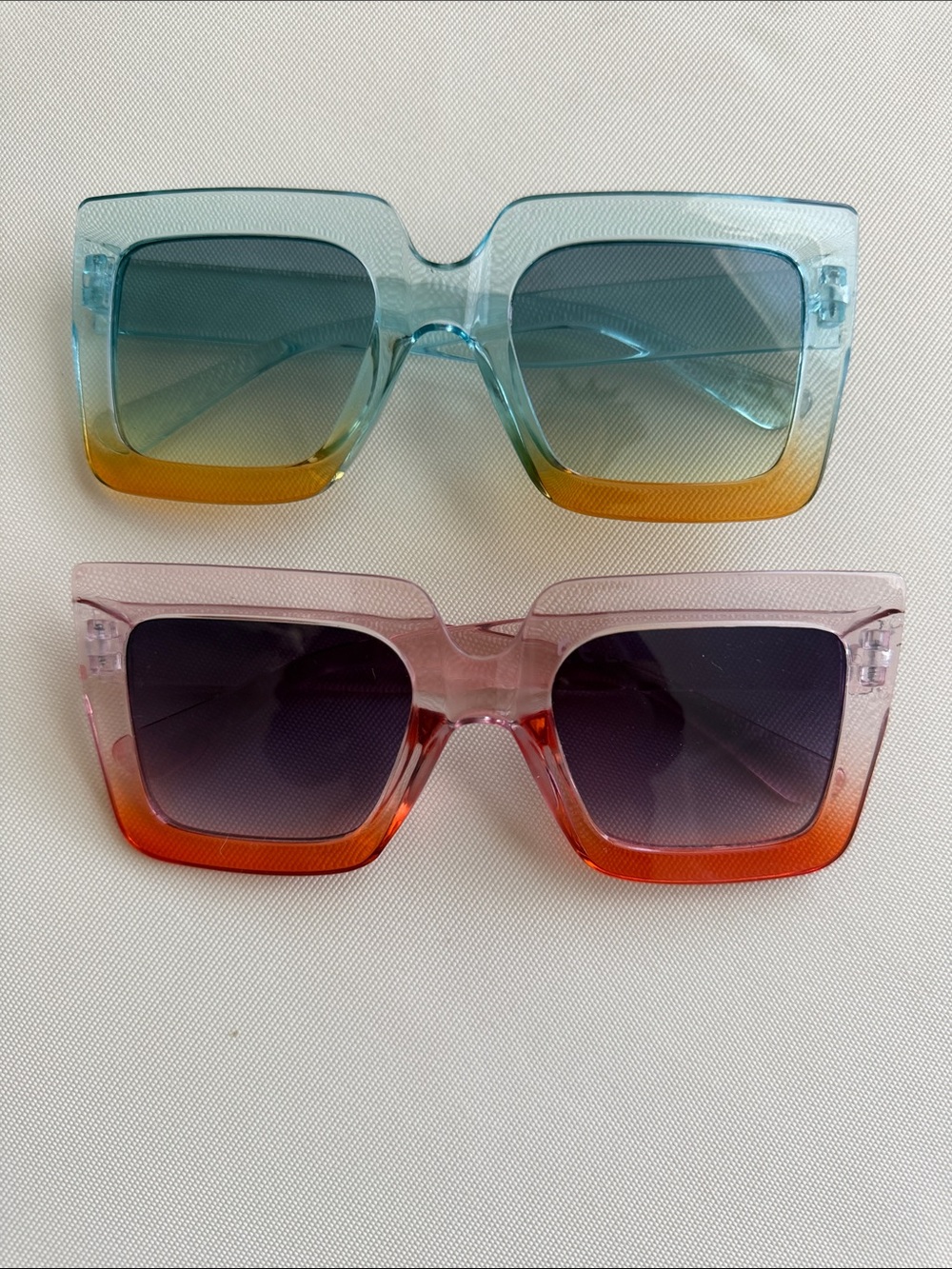Oversized Gradient Square Sunglasses - Blue/Yellow & Pink/Orange